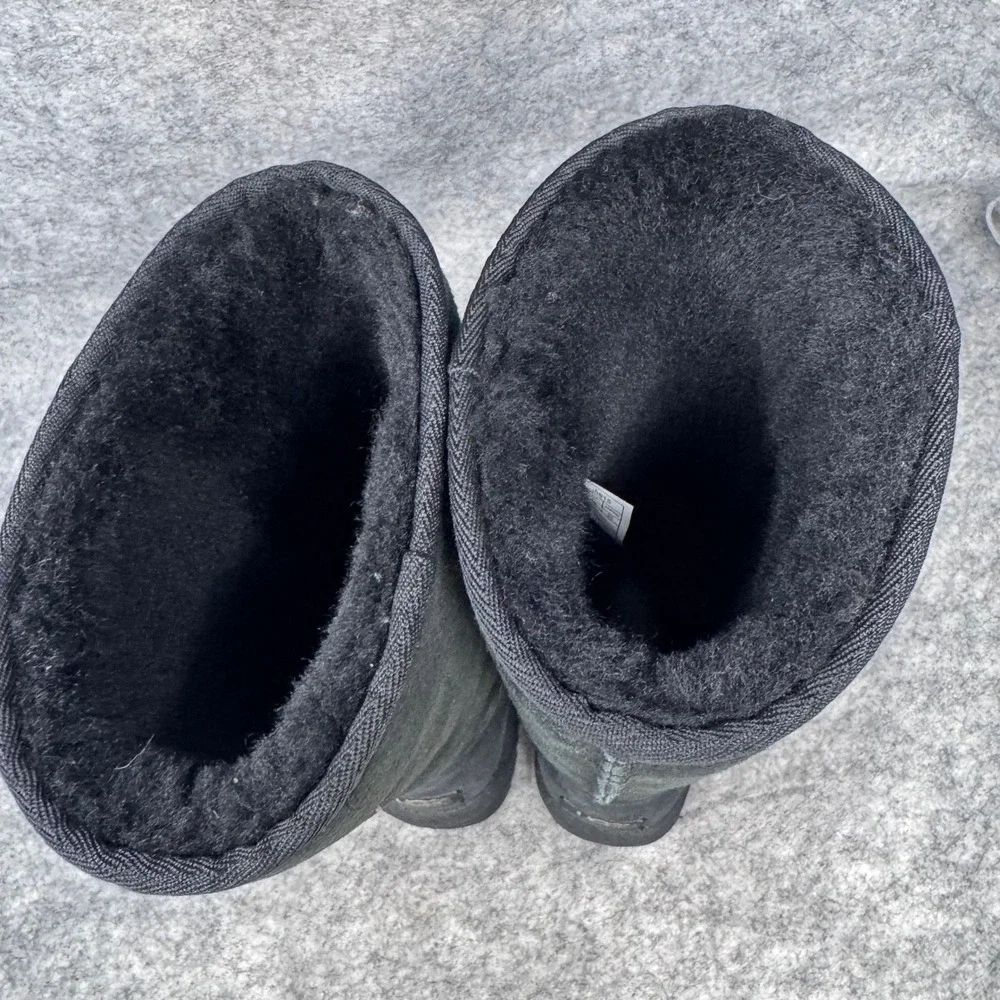 UGG Australia Suede Boots Womens 8 Classic Tall 5815 Sheepskin Shearling Black